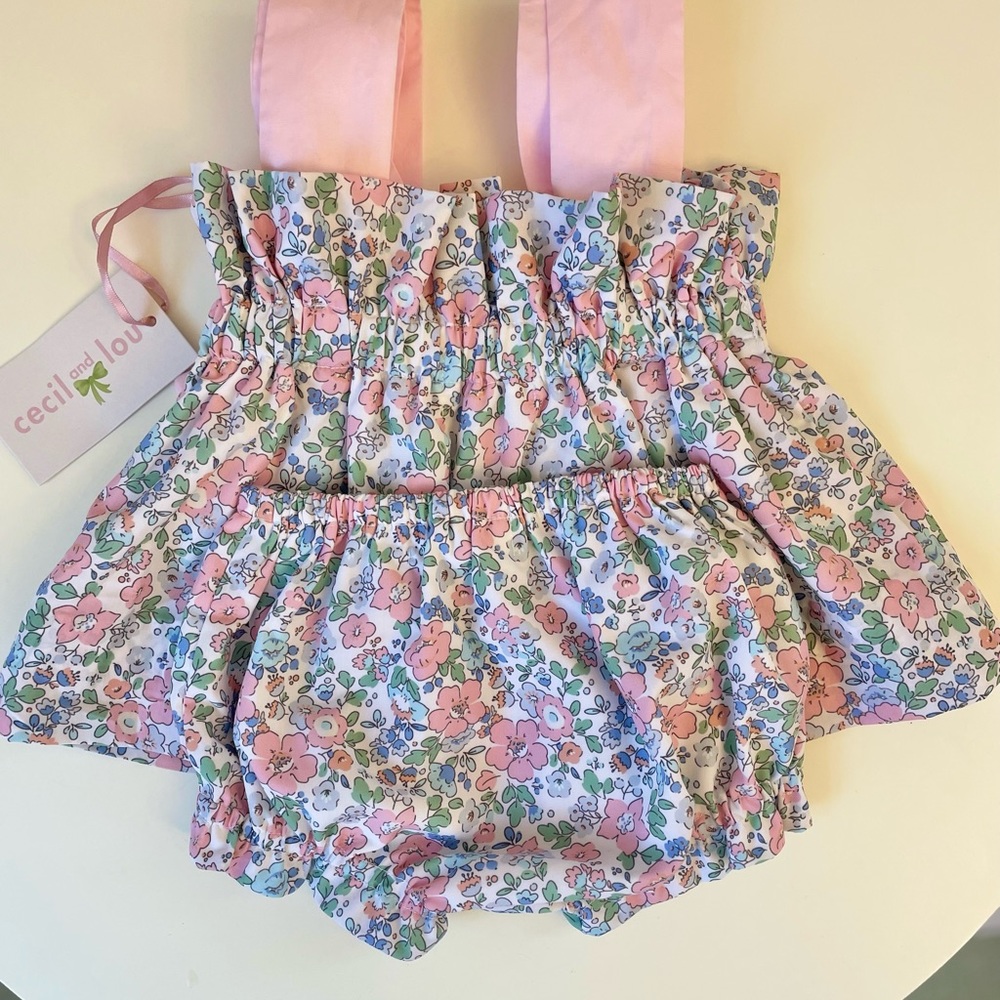 Cecil & Lou Liberty Floral Pink Diaper Set 9M